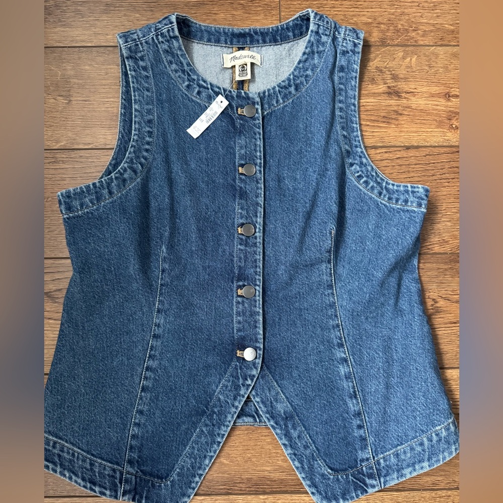Madewell Denim Crewneck Vest in Concho Wash Size 14